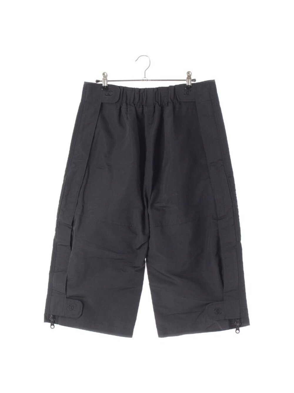 Chanel Vintage Silk Quilted CC Logo Lining Pants Black